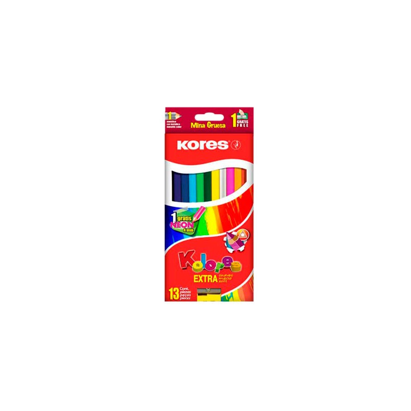 LAPIZ DE COLOR TRIANGULAR 4MM 13PZ-KORES-LAPIZ D/COLOR ESCO.