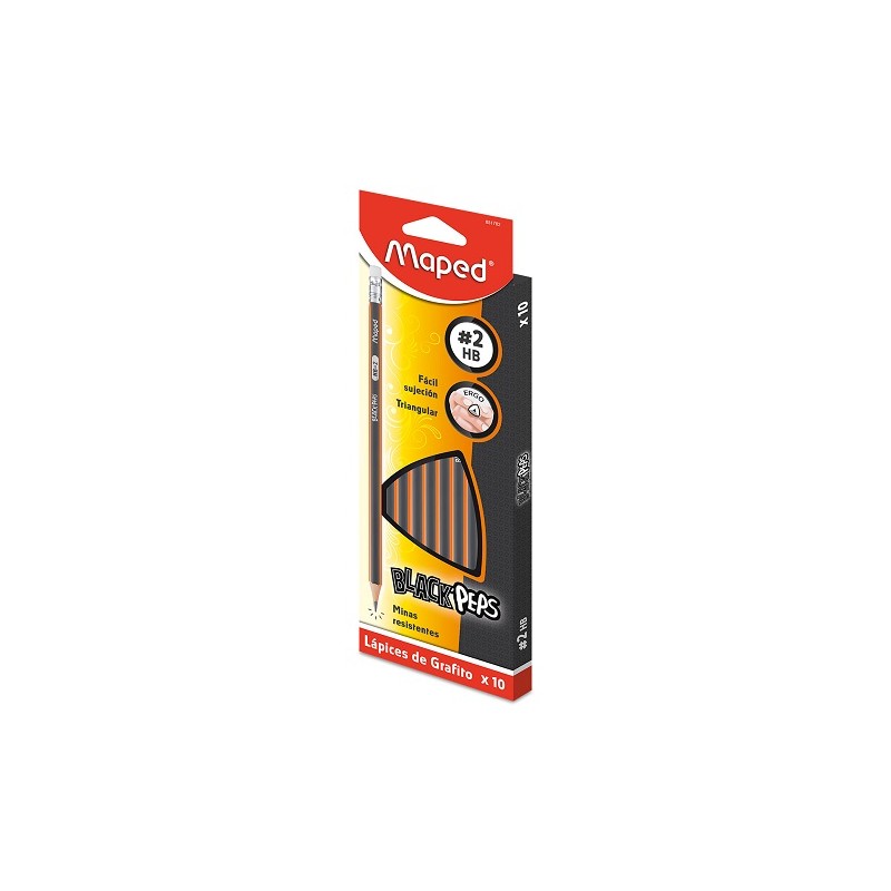 LAPIZ DE GRAFITO #2 BLACK PEPS 10Z-MAPED-LAPIZ