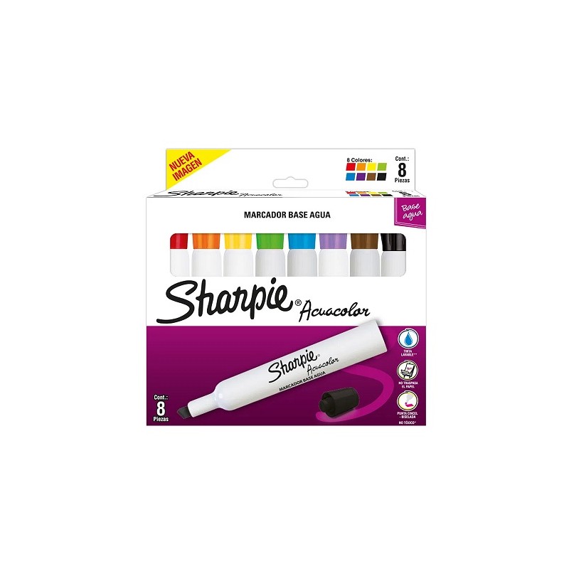 MARCADOR ACUACOLOR 8PZ-SHARPIE-PLUMIN/PLUMONES