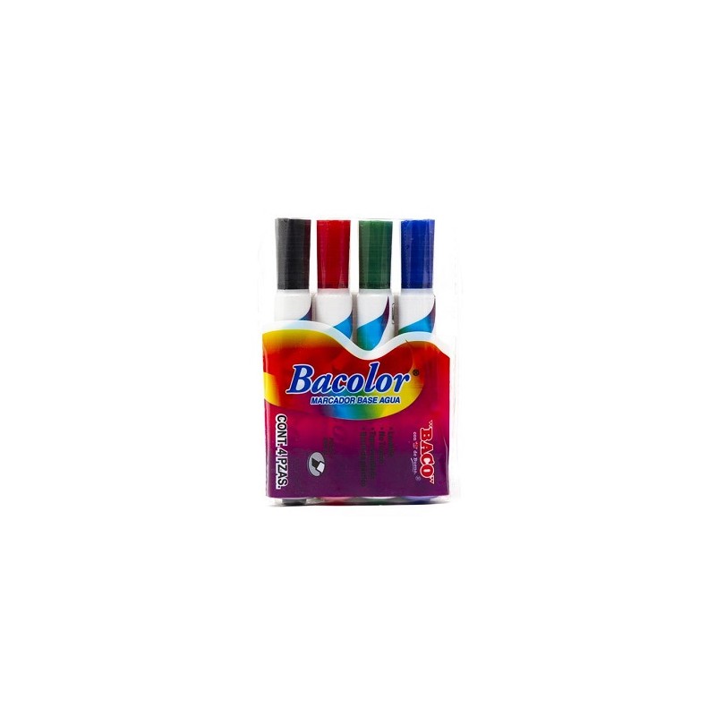 MARCADOR BASE AGUA BACOLOR 4PZ-BACO-MARCADORES