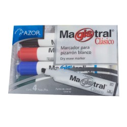 MARCADOR PARA PIZARRON CLASICO SURTIDO 4PZ-MAGISTRAL-MARCADORES