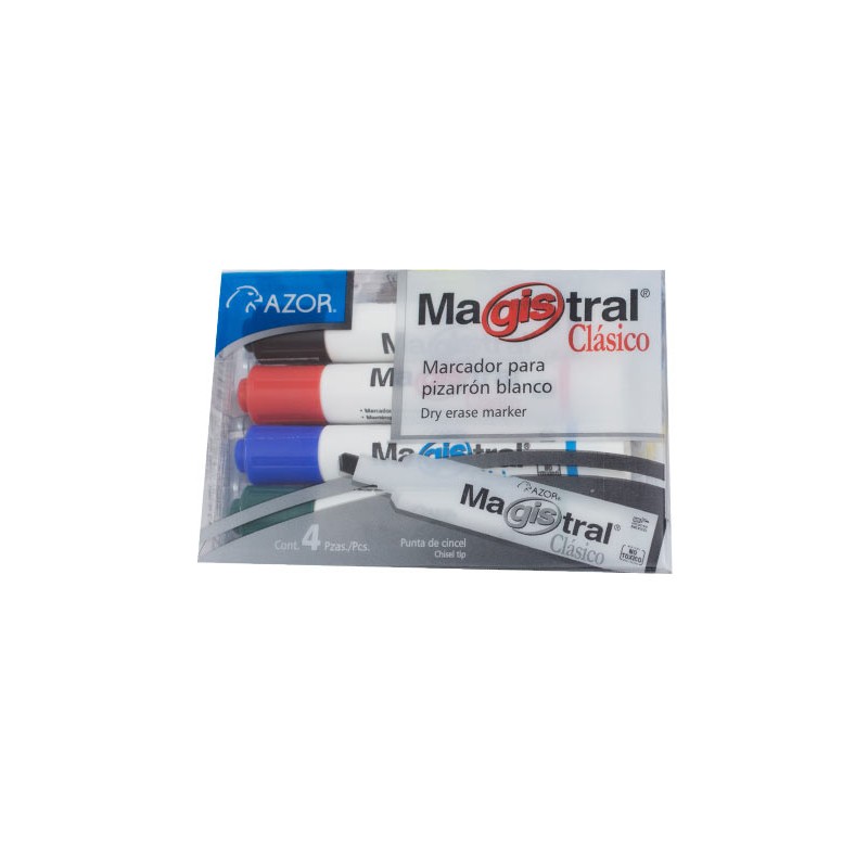 MARCADOR PARA PIZARRON CLASICO SURTIDO 4PZ-MAGISTRAL-MARCADORES