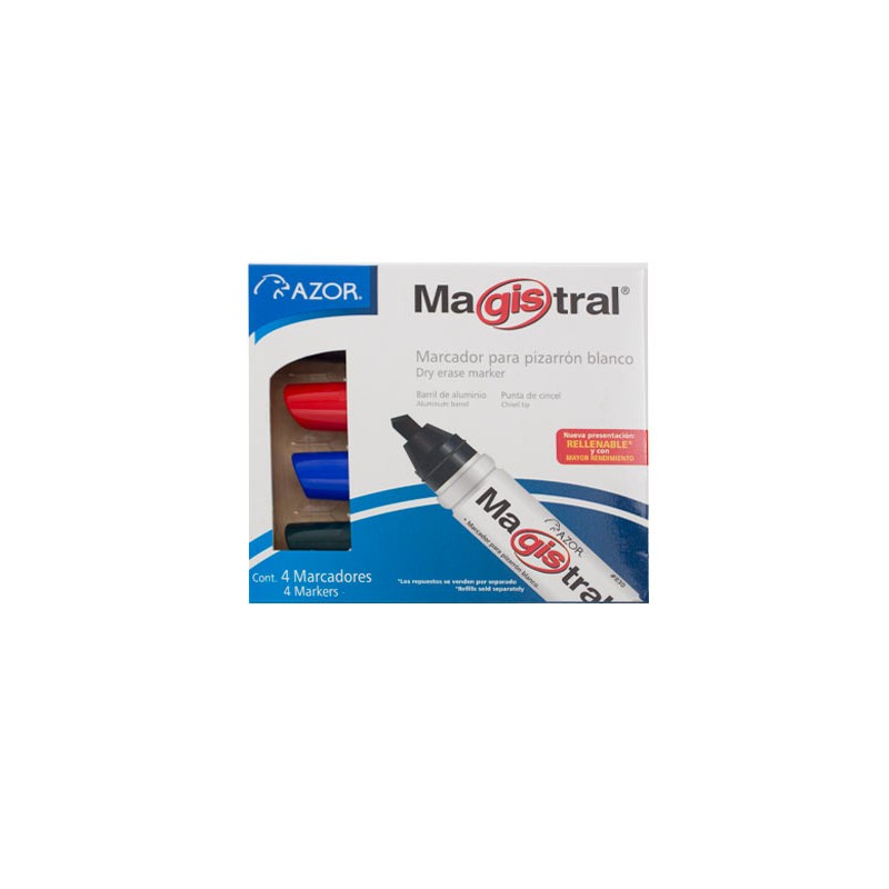 MARCADOR PARA PIZARRON SURTIDO 4PZ-MAGISTRAL-MARCADORES