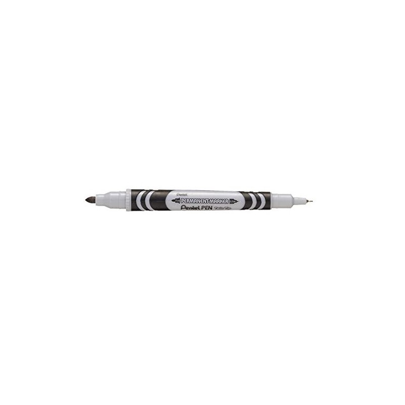 MARCADOR PERMANENTE PUNTO MEDIANO Y FINO NEGRO 1PZ-PENTEL-MARCADORES