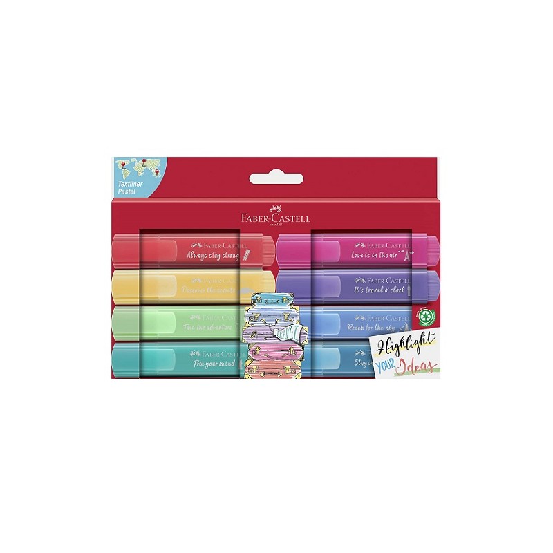 MARCADOR TEXTLINER COLORES PASTEL 8PZ-FABER CASTELL-RESALTADOR