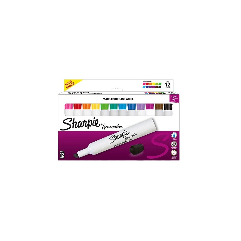 MARCADOR ACUACOLOR 12PZ-SHARPIE-PLUMIN/PLUMONES