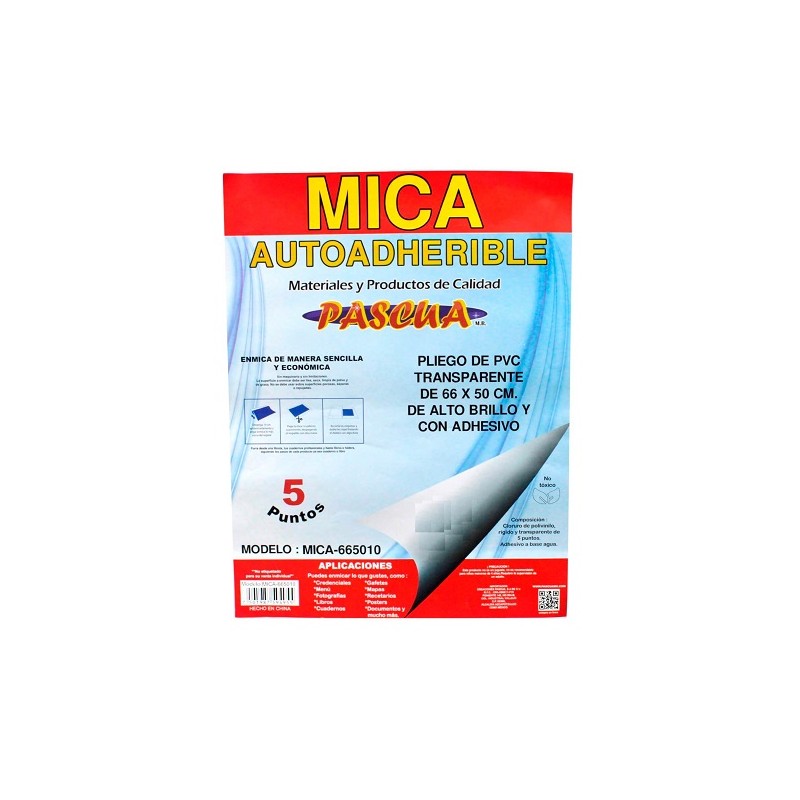MICA AUTOADHERIBLE 5PTS 66X50CM -PASCUA-MICA ADHERIBLE