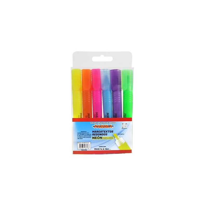 MARCATEXTOS REDONDOS NEON 6PZ-PASCUA-RESALTADOR