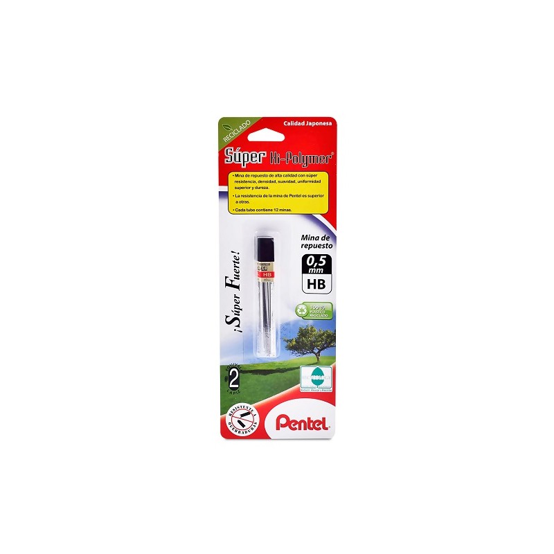 MINA 0.5MM HB SUPER HI POLYMER-PENTEL-PUNTILLAS/MINAS