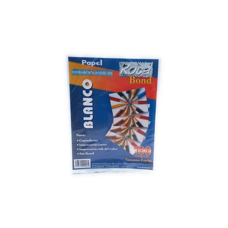 PAPEL BOND CARTA 75G 100H-ROCA-PAPEL MULTIFUNCIONAL