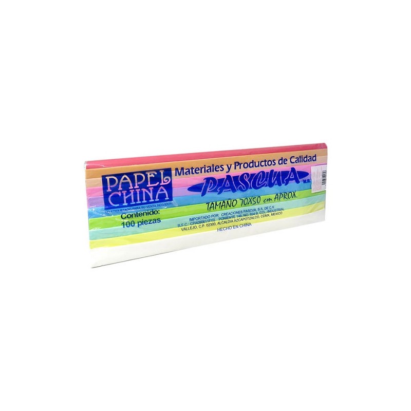 PAPEL CHINA COLORES 100PZ SURTIDO-PASCUA-PAPEL D/CHINA