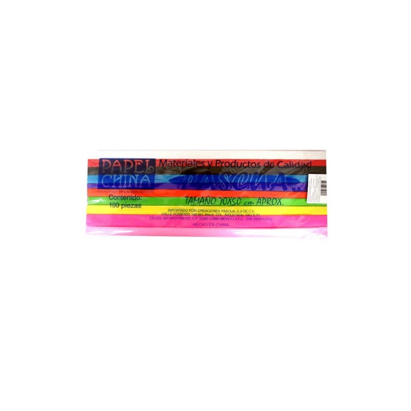 PAPEL CHINA SURT 70X50 CM 100 PZS-PASCUA-PAPEL D/CHINA
