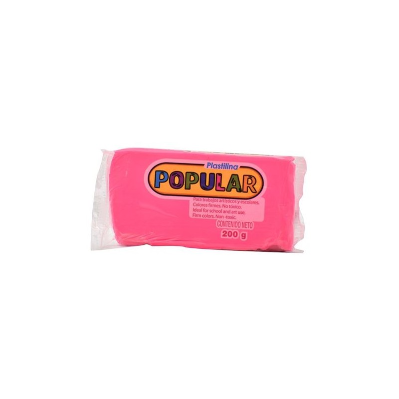 PLASTILINA EN BARRA FLUOR 200GR-POPULAR-MASA/PLASTILINA