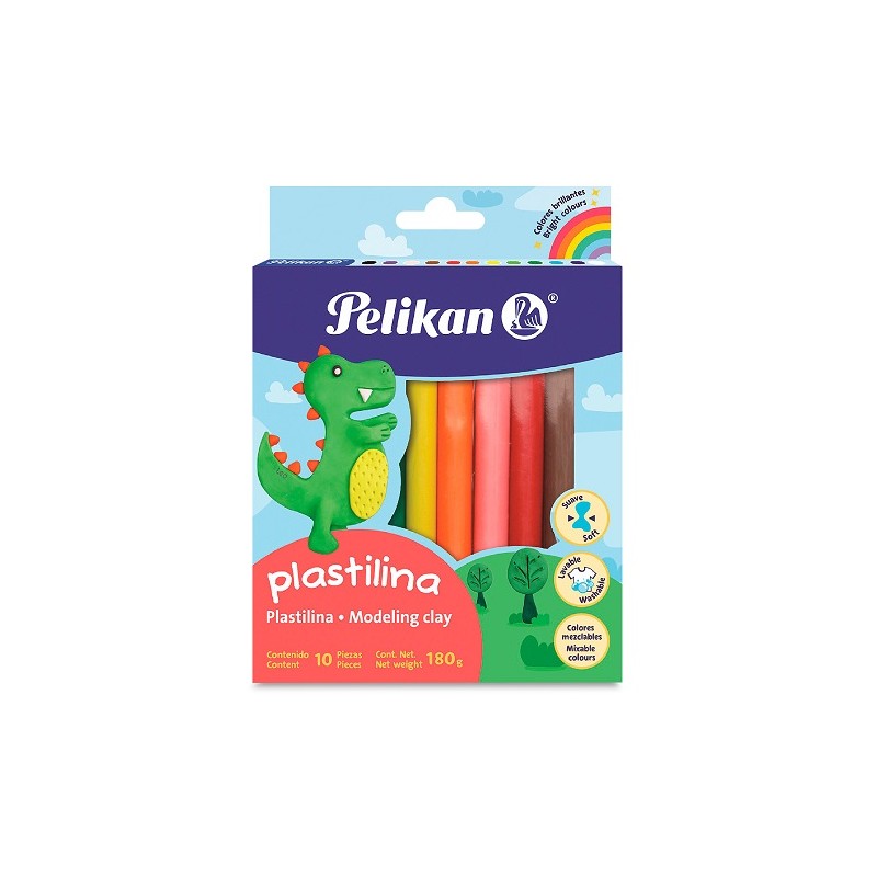 PLASTILINA EN BARRA SURT 10PZ-PELIKAN-MASA/PLASTILINA