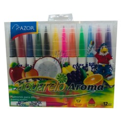 PLUMON AQUARELO TRIANGULAR  C/12PZS-AZOR-MARCADORES