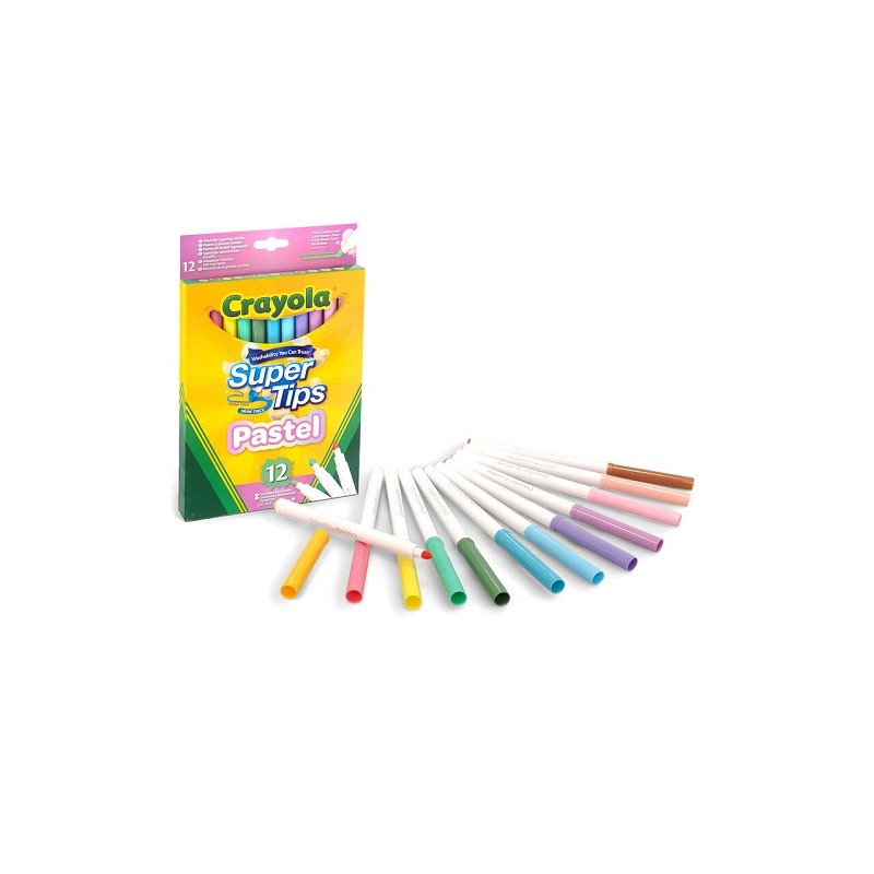 PLUMON AGUA COLOR PASTEL SUPER TIPS 12PZ -CRAYOLA-MARCADORES