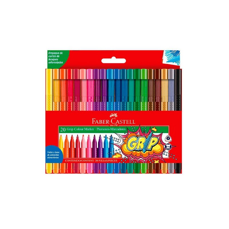 PLUMON GRIP COLOUR MARKER 20PZ-FABER CASTELL-PLUMIN/PLUMONES