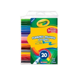 PLUMON LAVABLE DELGADO 20PZ-CRAYOLA-PLUMIN/PLUMONES