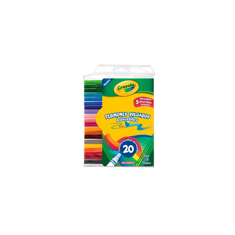 PLUMON LAVABLE DELGADO 20PZ-CRAYOLA-PLUMIN/PLUMONES