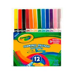 PLUMON LAVABLE SUPER TIPS DELGADO 12PZ-CRAYOLA-PLUMIN/PLUMONES