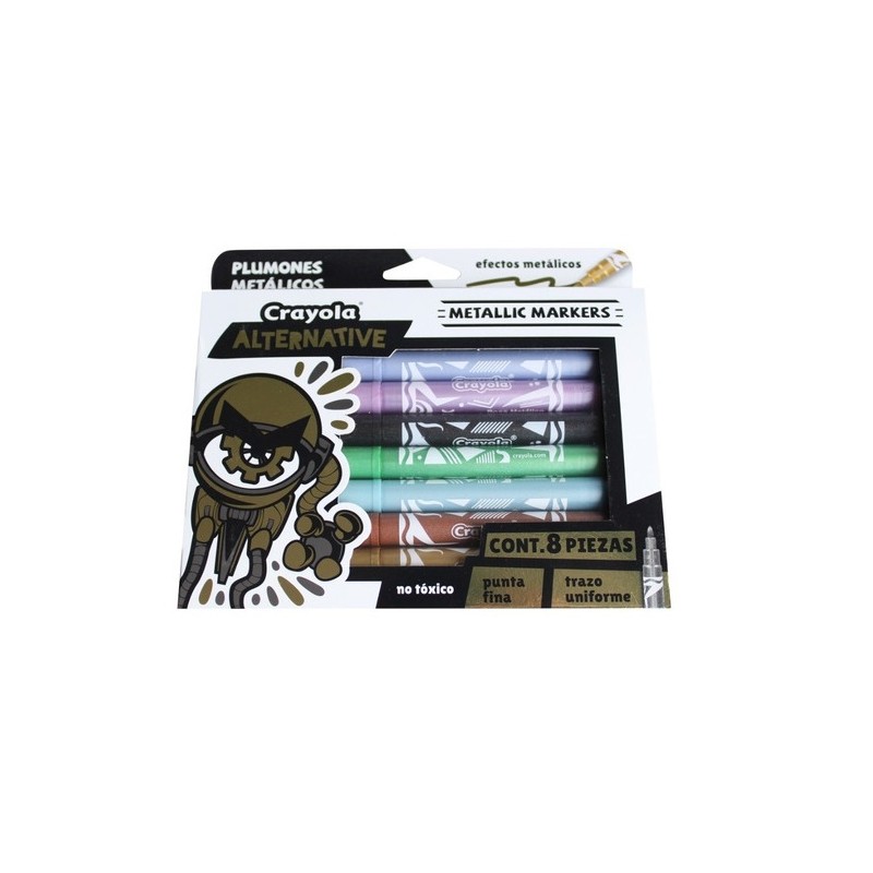 PLUMON METALICOS ALTERNATIVE 8PZS-CRAYOLA-PLUMIN/PLUMONES