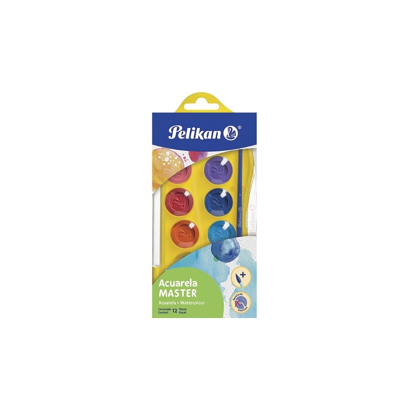 ACUARELA MASTER 12 PASTILLAS ESTUCHE DE PLASTICO-PELIKAN-ACUARELA