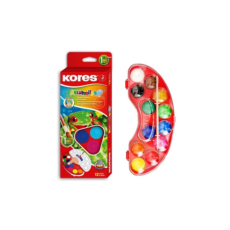 ACUARELAS ESTUCHE 12 PASTILLAS-KORES-ACUARELA