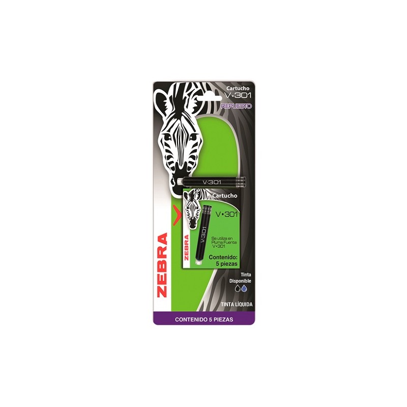 REPUESTO PARA BOLIGRAFO CARTUCHO V-301 C/5PZ-ZEBRA-CARTUCHOS DE TINTA