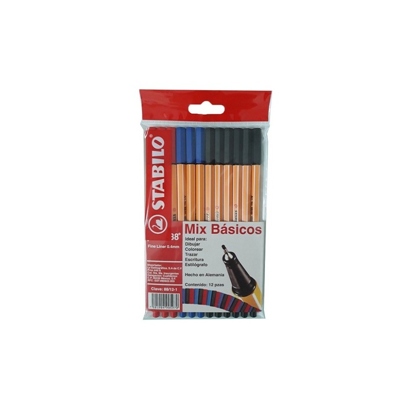 ROTULADOR POINT 88 BASICOS 12PZ-STABILO-ROTULADOR