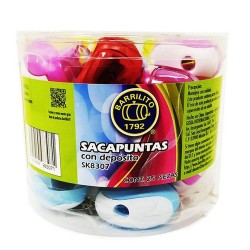 SACAPUNTAS C/ DEPOSITO 25 PZS-BARRILITO-SACAPUNTAS MANUAL