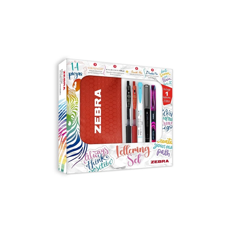 SET DE ESCRITURA LETTERING 14PZ-ZEBRA-BOLIGRAFO