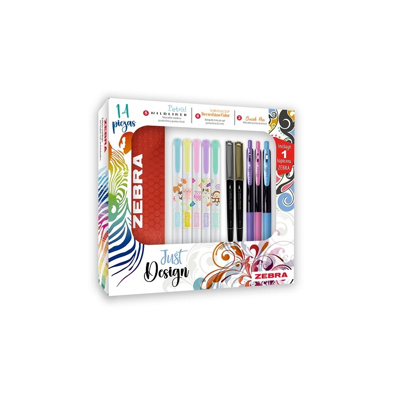 SET DE ESCRITURA JUST DESIGN 14PZ-ZEBRA-BOLIGRAFO