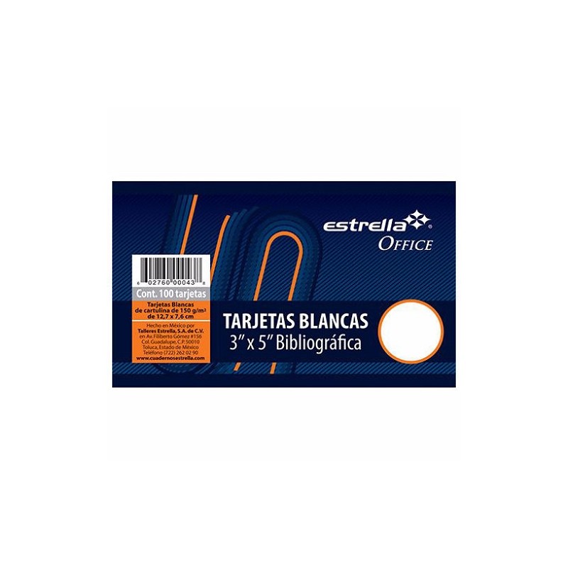 TARJETA BIBLIOGRAFICAS 3X5" 100PZ-ESTRELLA-FICHAS DE TRABAJO