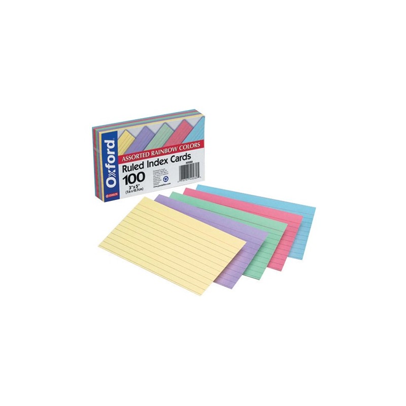 TARJETA INDICE RAYA 3X5 ARCOIRIS 100 PZAS-OXFORD-FICHAS DE TRABAJO