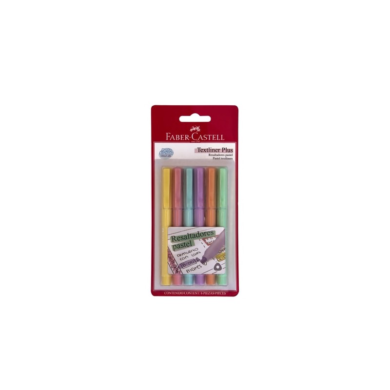TEXTLINER PLUS SUPER PASTEL 6PZS-FABER CASTELL-RESALTADOR
