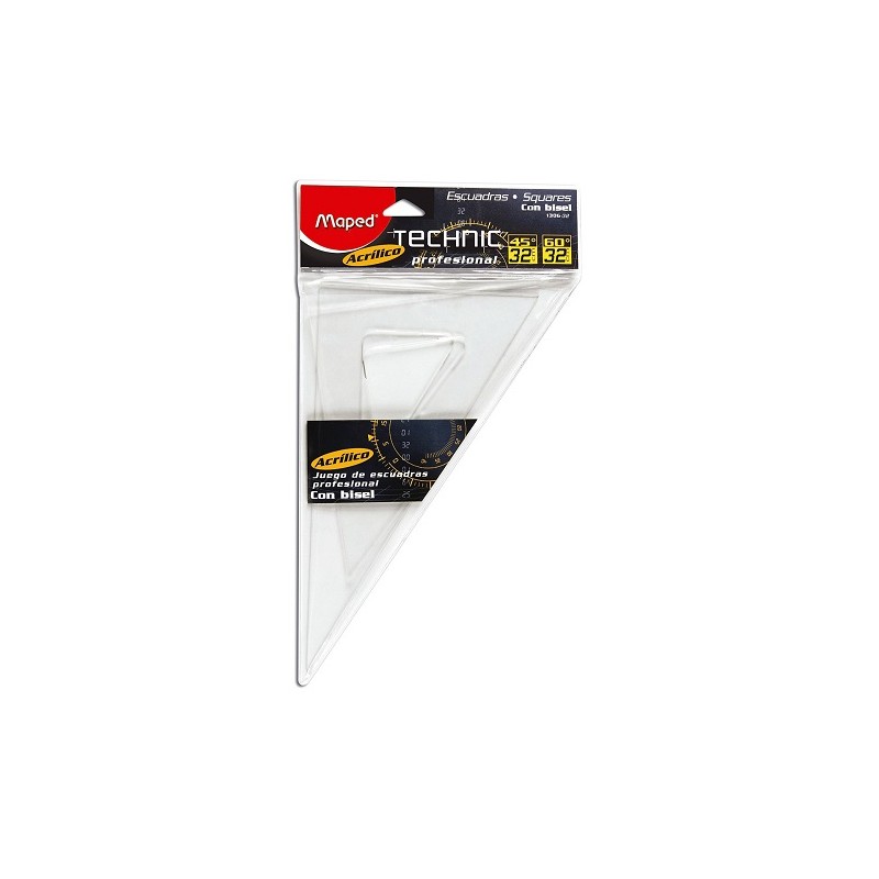 ESCUADRA CON BISEL PROFESIONAL TRANSPARENTE 32CM-MAPED-ESCUADRA