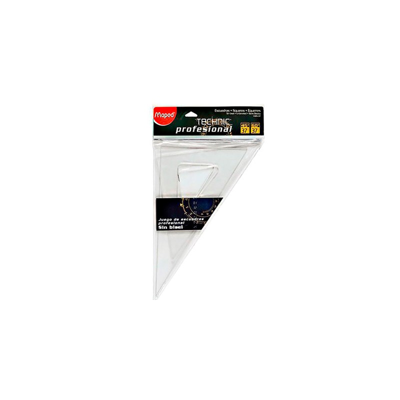 ESCUADRA PROFESIONAL  SIN BISEL TECHNIC TRANSPARENTE 32CM-MAPED-ESCUADRA