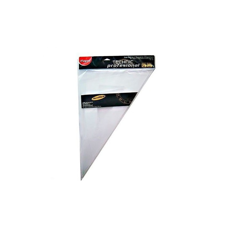 ESCUADRA PROFESIONAL SIN BISEL TECHNIC TRANSPARENTE 50CM-MAPED-ESCUADRA