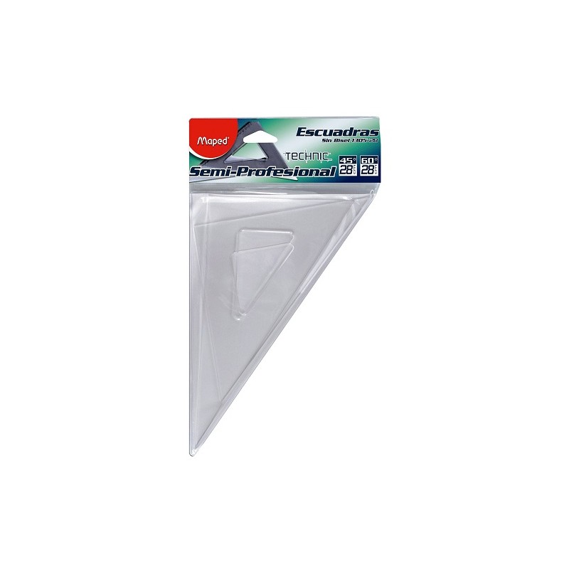 ESCUADRA PROFESIONAL SIN BISEL TECHNIC TRANSPARETE 28CM-MAPED-ESCUADRA
