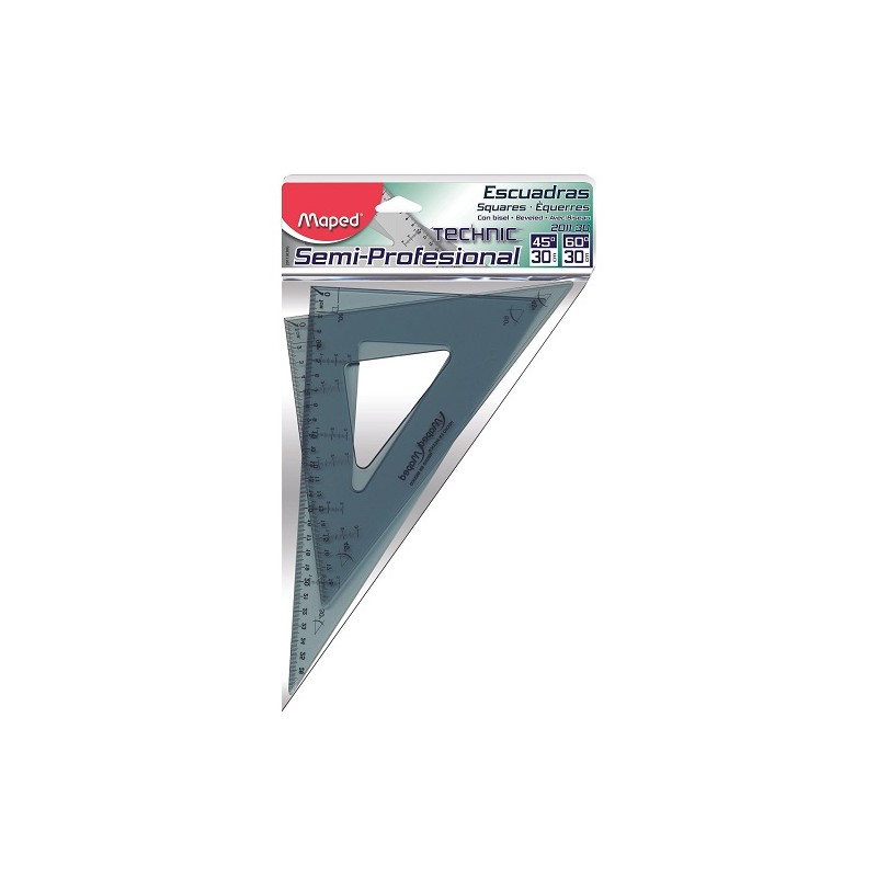 ESCUADRA SEMI PROFESIONAL CON BISEL TECHNIC C/G° 30CM-MAPED-ESCUADRA