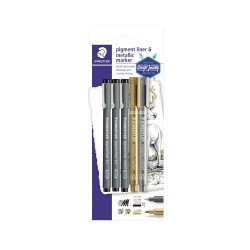 ESTILOGRAGO DESECHABLE 3 GRADUACIONES + 2 MARCADORES METALICOS-PIGMENT LINER-ESTILOGRAFO