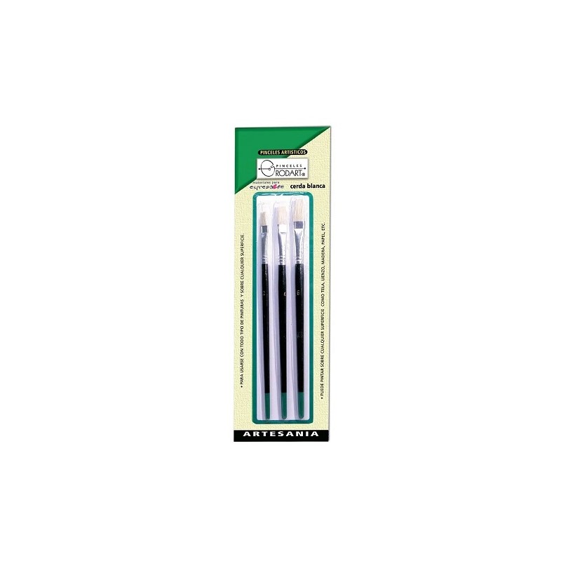 PINCEL DE CERDA BLANCA ARTESANIA VERDE 3PZ -ISEMART-PINCEL