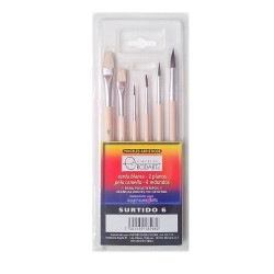 PINCEL DE CERDA BLANCA Y CAMELLO RODART SURTIDO 6PZ-ISEMART-PINCEL