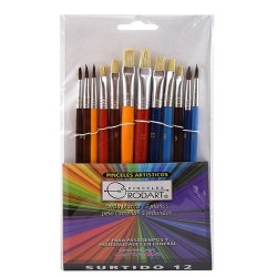 PINCEL DE CERDA BLANCA Y CAMELLO SURTIDO 12PZ-RODART-PINCEL
